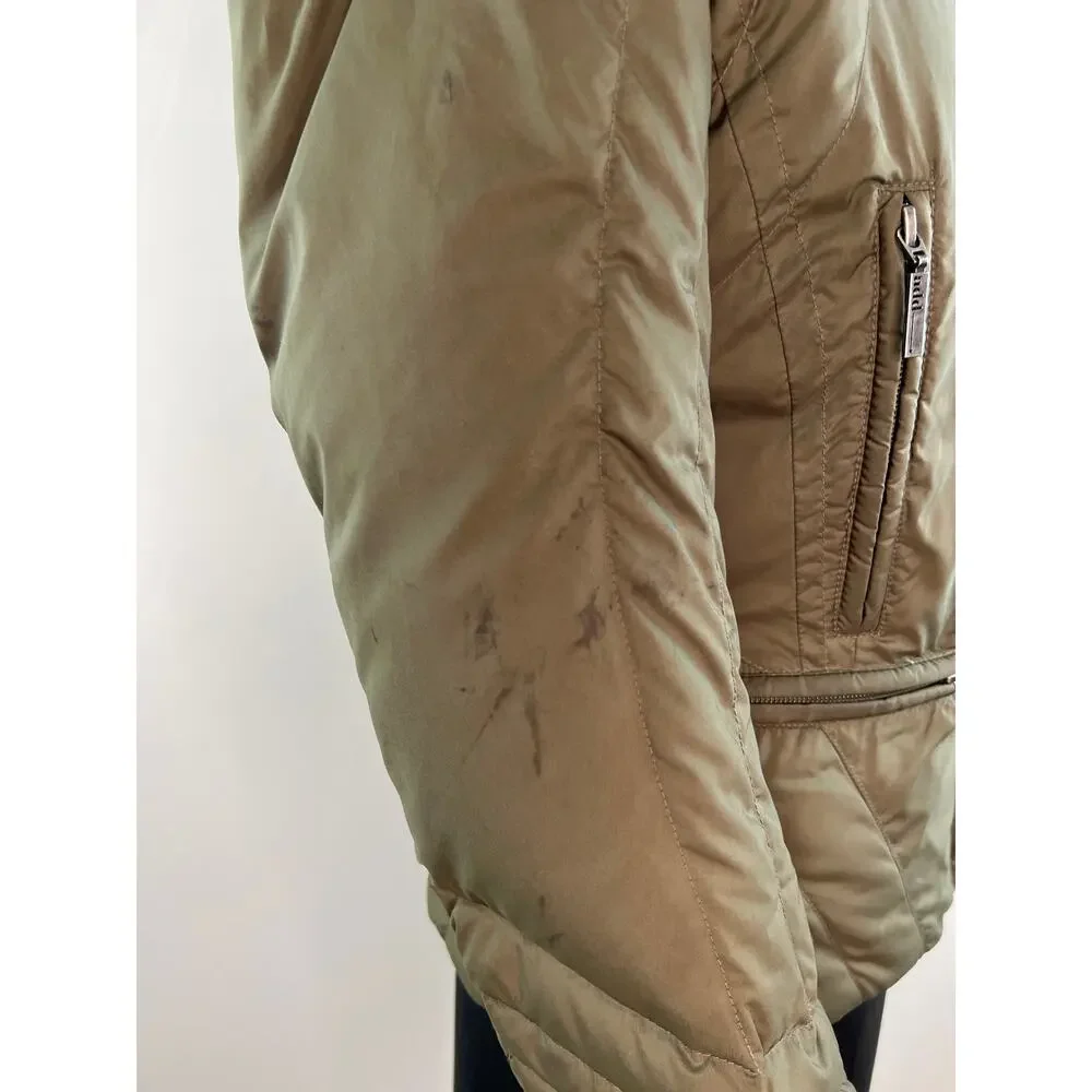 ADD Olive Green Long Sleeve Oversized Fur Collar Womens Down Jacket Size 2